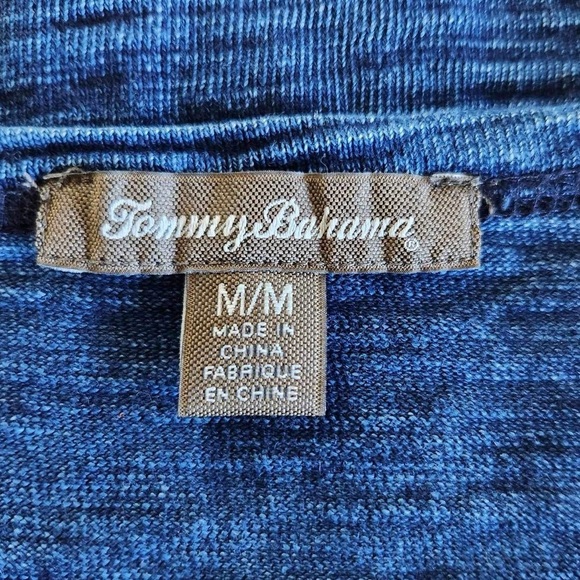 Tommy Bahama Indigo Blue Cotton Jersey Blouse Size Medium - Picture 3 of 8